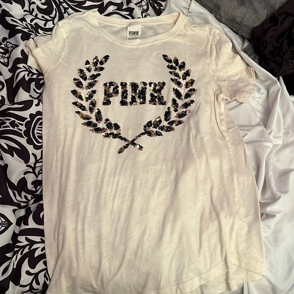 Cream colored vs sequin t shirt